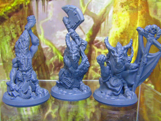 3pc Goatman Tribe War Party Mini Miniature Figure 3D Printed Model 28/32mm Scale