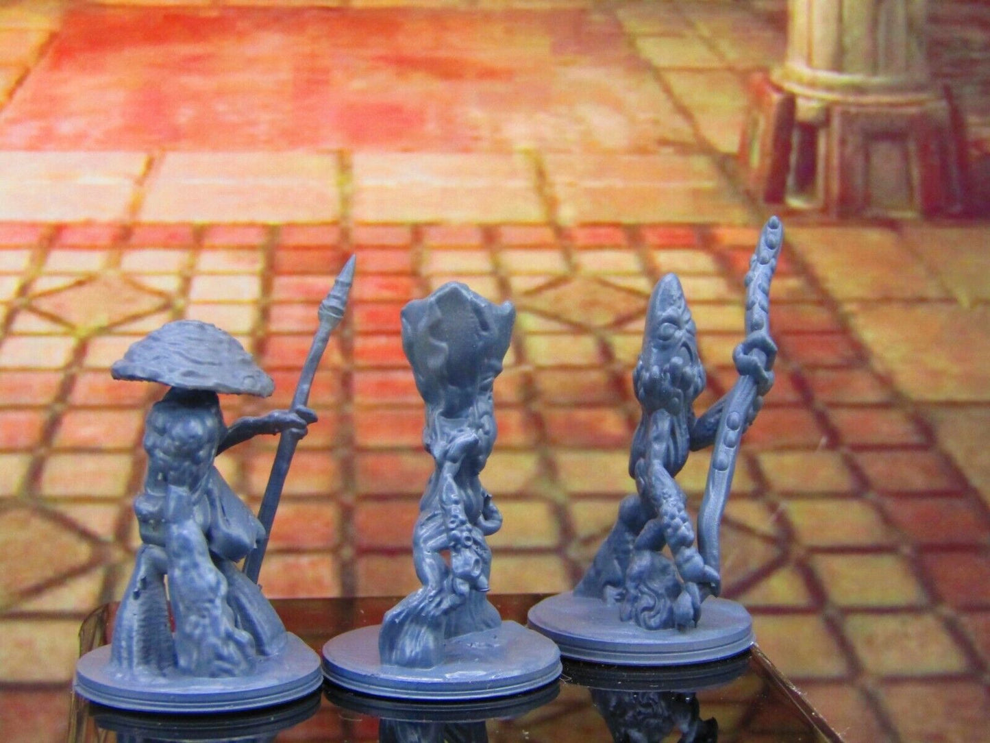 3pc Myconid Shroomie Mushroom Folk Set Mini Miniature Model Character Figure