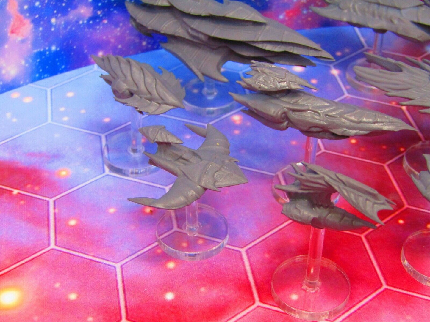 11pc The Hive Bioship Fleet Space War Gaming Set w/ Flight Stands & Rods