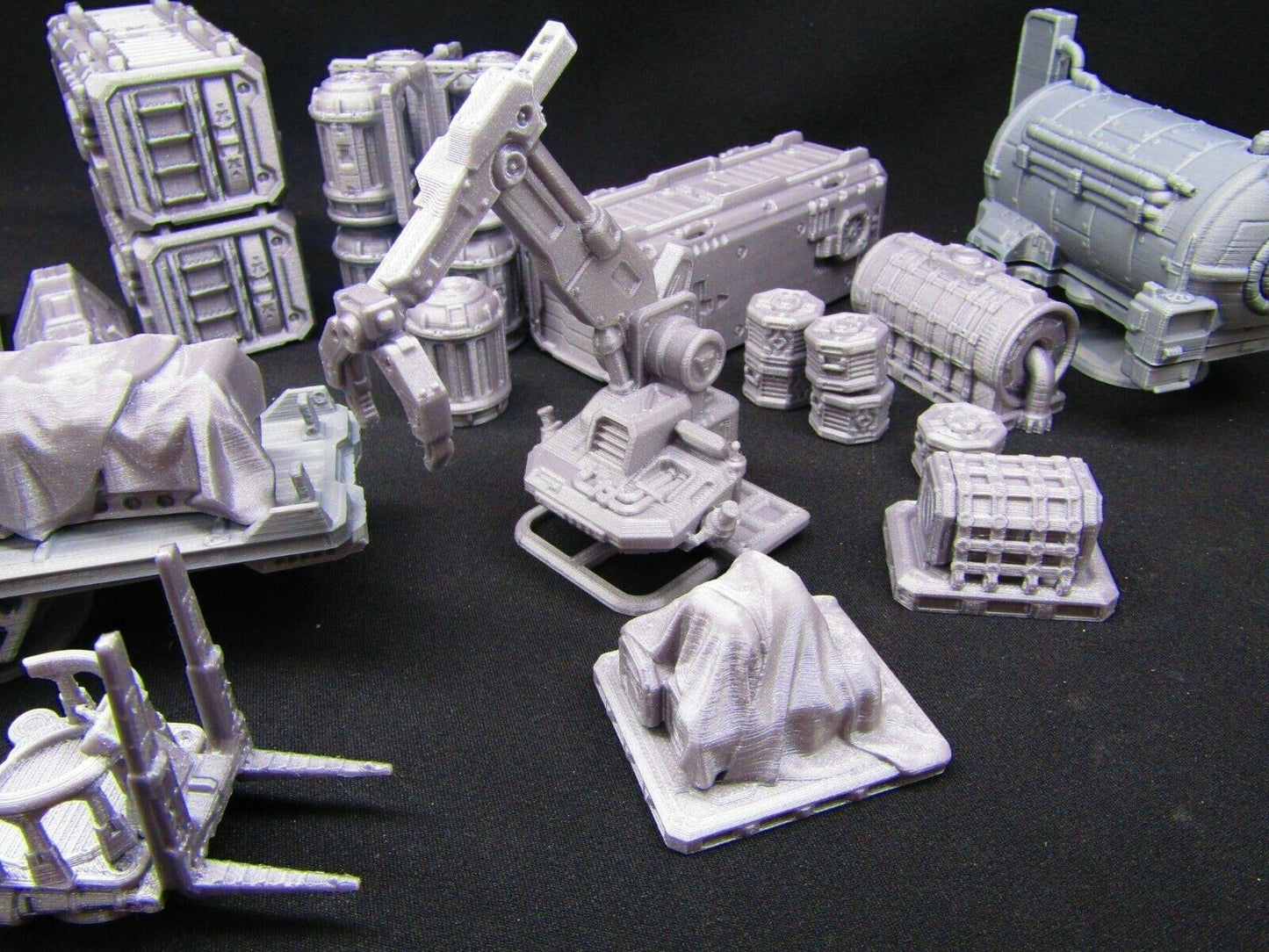 41pc Shipping Docks Cargo Set W/ Vehicles & Crane Scenery Scatter Terrain Rpg