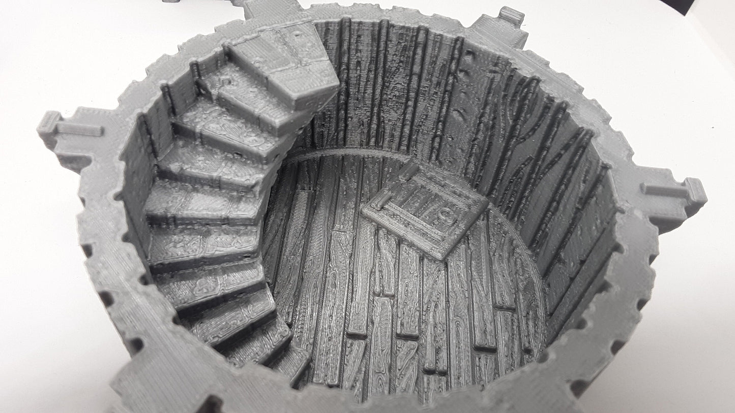 4 Floor Modular Watchtower Stone Castle Terrain Scenery 28mm Dungeons & Dragons 3D Printed Mini Miniature Model Tabletop War Gaming