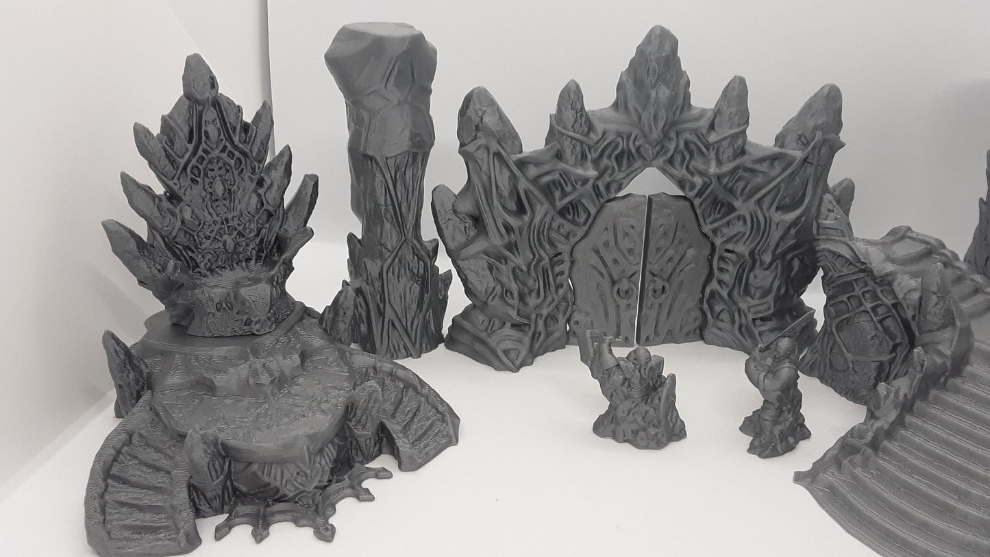 12 Piece Icy Palace Castle Set Scatter Terrain Scenery 28mm Dungeons & Dragons 3D Printed Mini Miniature Model Wilds of Wintertide