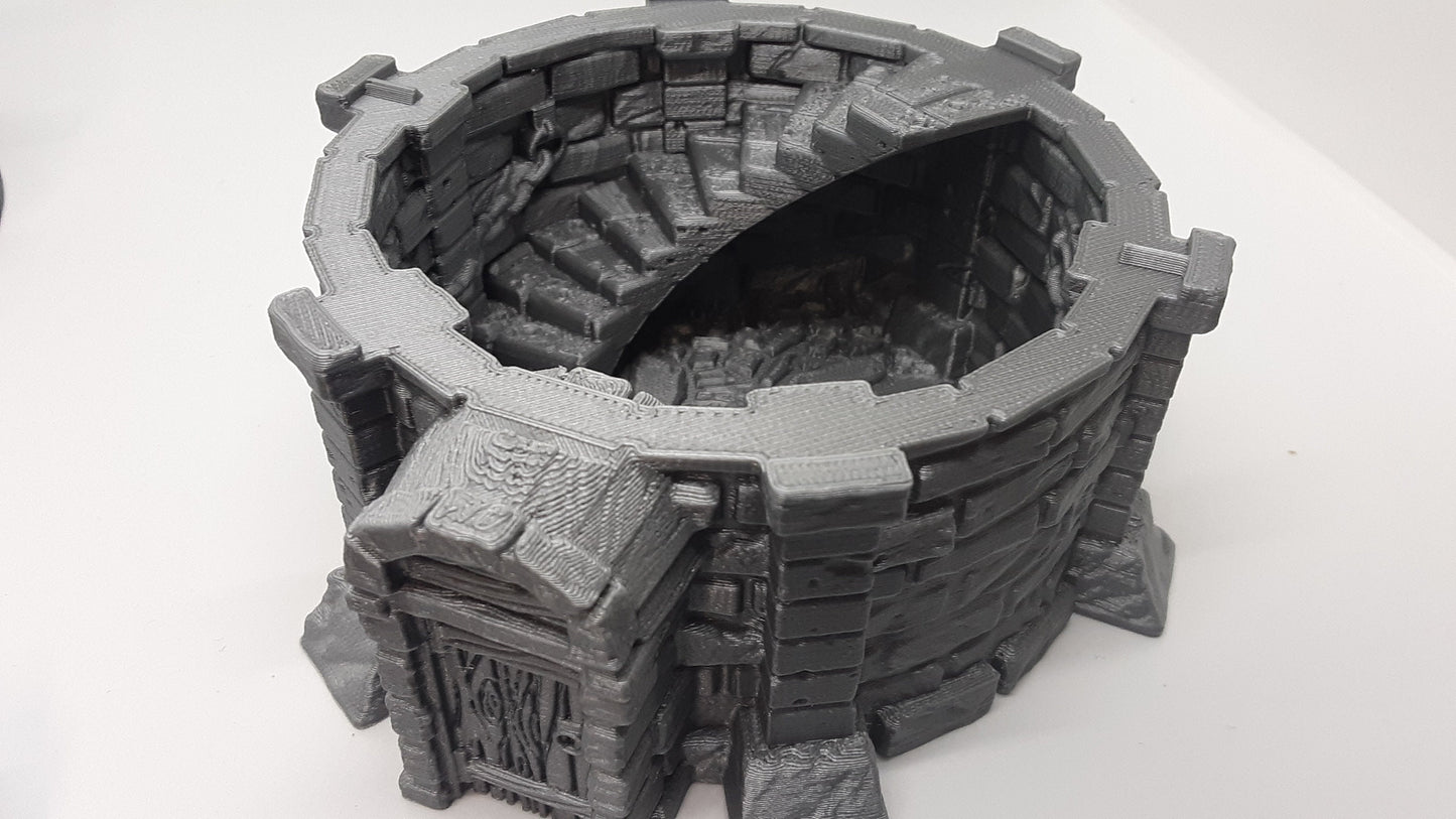 4 Floor Modular Watchtower Stone Castle Terrain Scenery 28mm Dungeons & Dragons 3D Printed Mini Miniature Model Tabletop War Gaming