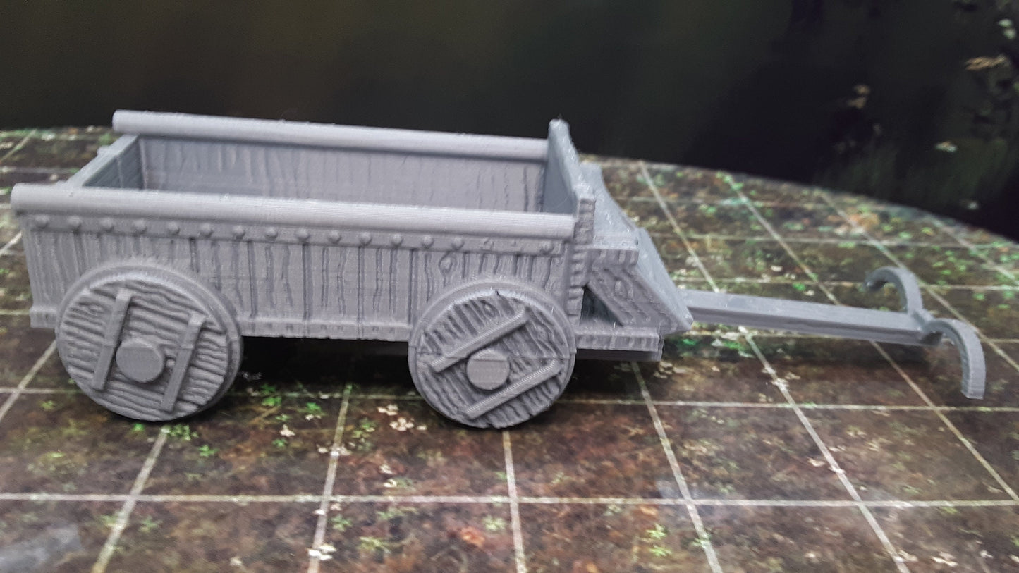 Horse & Wagon Cart Set 28mm Scale Fantasy Terrain Tile Decoration Model for RPG Tabletop Fantasy Games Dungeon's and Dragons 3D Printed