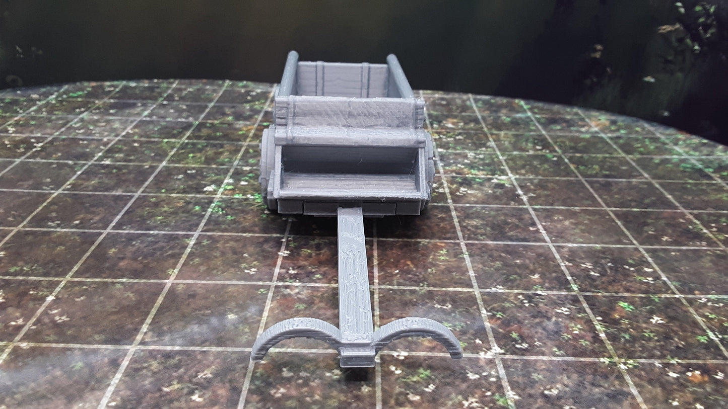 Horse & Wagon Cart Set 28mm Scale Fantasy Terrain Tile Decoration Model for RPG Tabletop Fantasy Games Dungeon's and Dragons 3D Printed