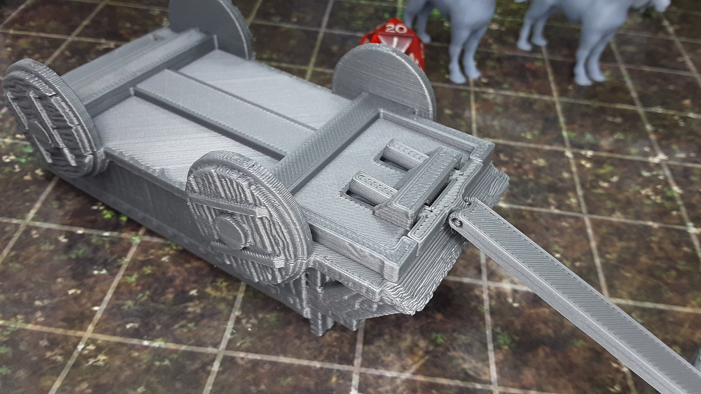 Horse & Wagon Cart Set 28mm Scale Fantasy Terrain Tile Decoration Model for RPG Tabletop Fantasy Games Dungeon's and Dragons 3D Printed