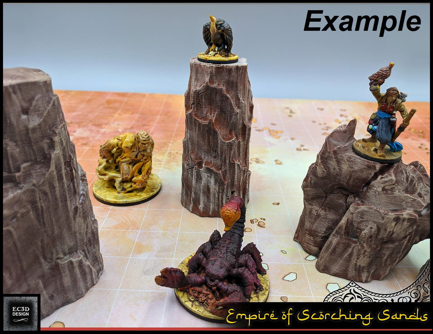 Sand Golem Monster Encounter Mini Miniatures Figure Tabletop Fantasy Games Dungeons & Dragons 3D Printed Resin Empire of Scorching Sands