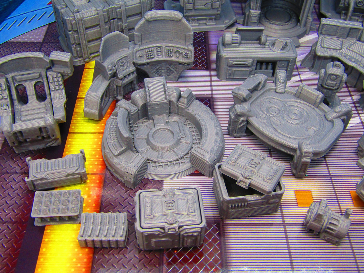 24 Piece Space Star Ship Terrain Scenery Miniature 3D Printed Model 28/32mm Scale Sci Fi Science Fiction RPG Tabletop Gaming