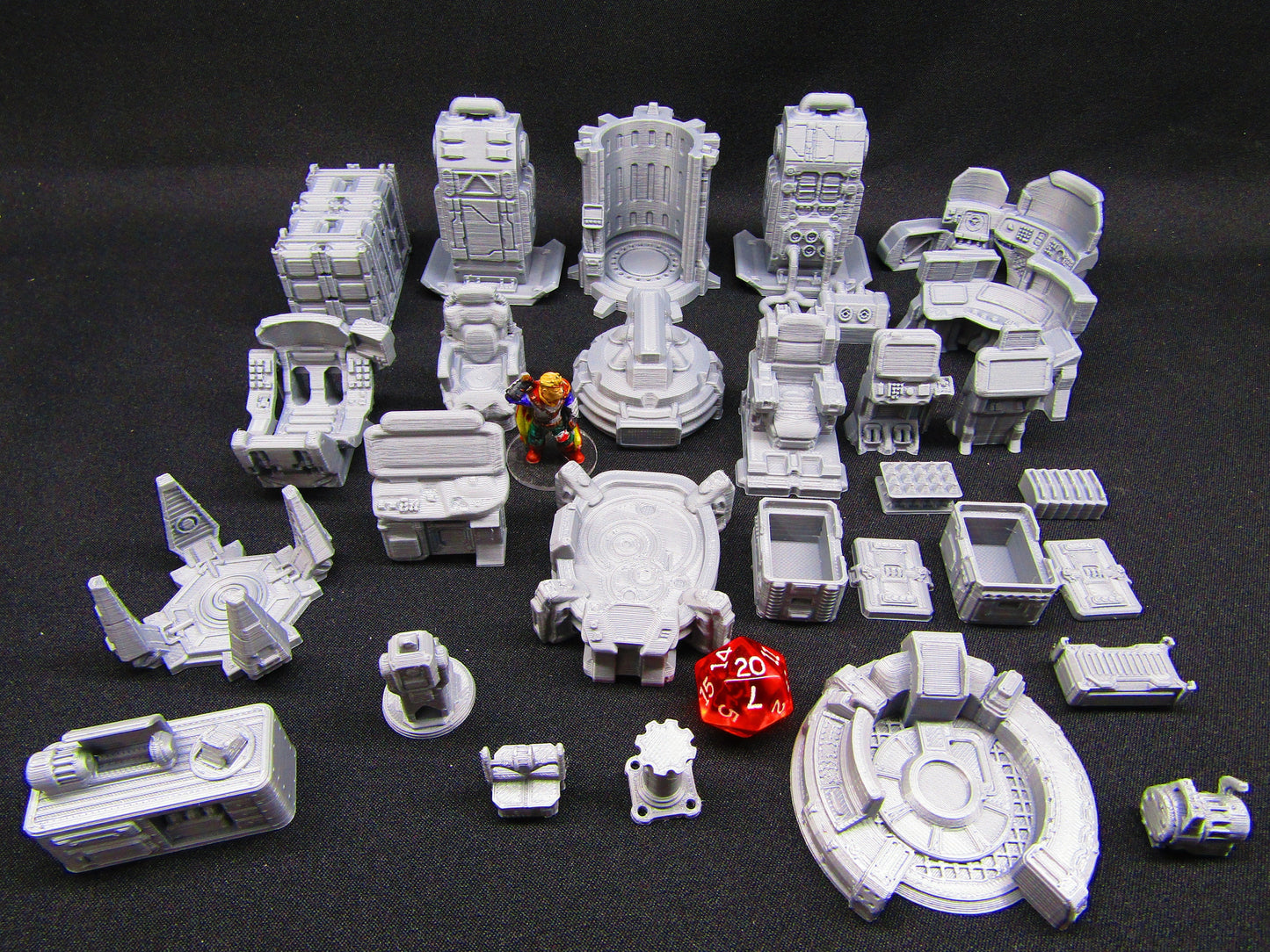 24 Piece Space Star Ship Terrain Scenery Miniature 3D Printed Model 28/32mm Scale Sci Fi Science Fiction RPG Tabletop Gaming