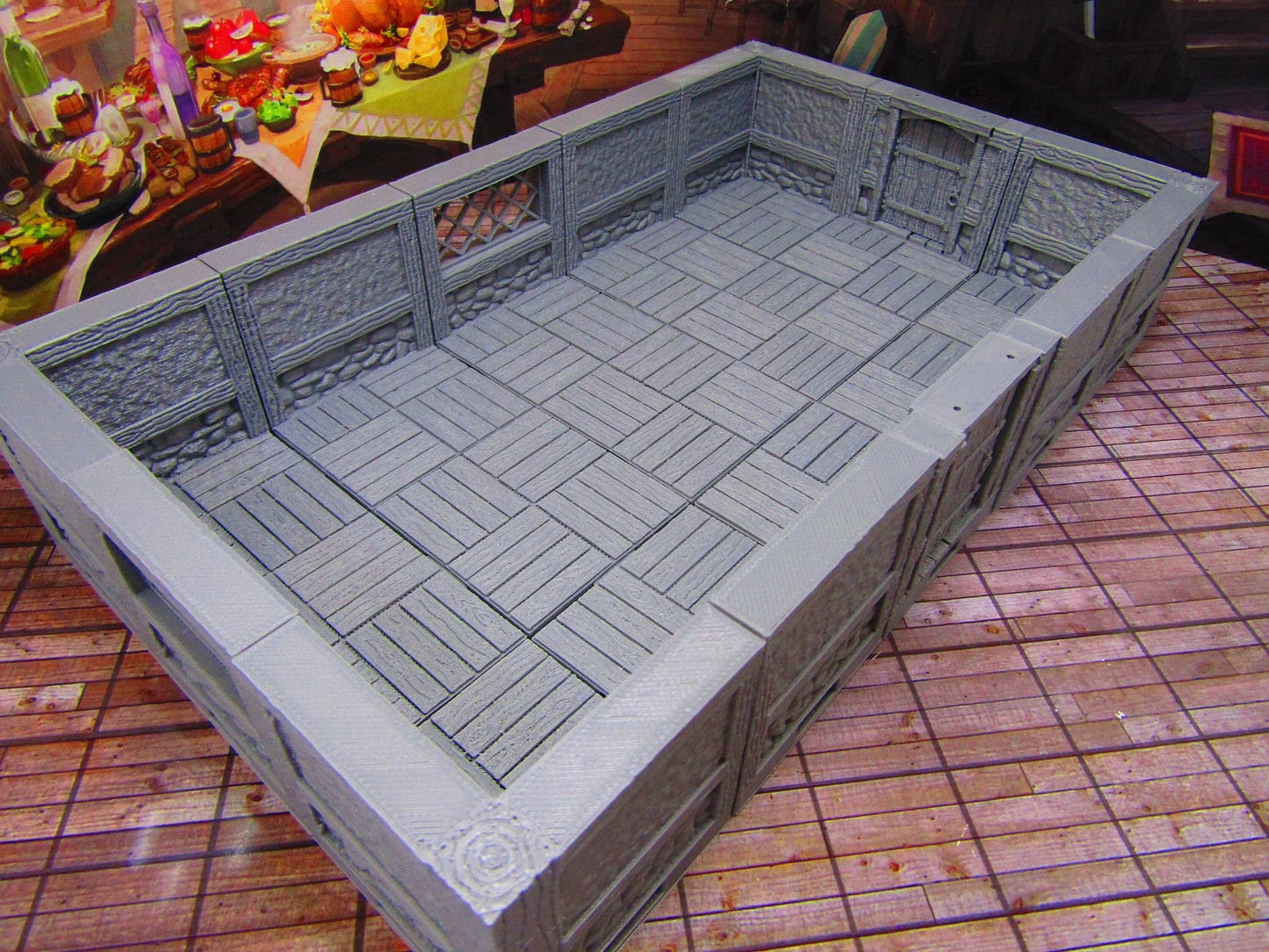 15 Tile Set Town Bar Inn Openforge Locking Modular Dungeon Tiles w/ Doors 3D Printed Model Tabletop Game Dungeons and Dragons D&D Open Lock