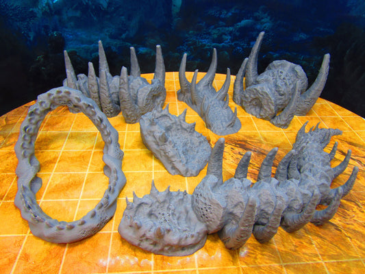 6pc Leviathan Giant Sea Monster Bones Graveyard Scenery Scatter Terrain Props 3D Printed Minis 28/32mm Scale Fantasy RPG Tabletop Gaming