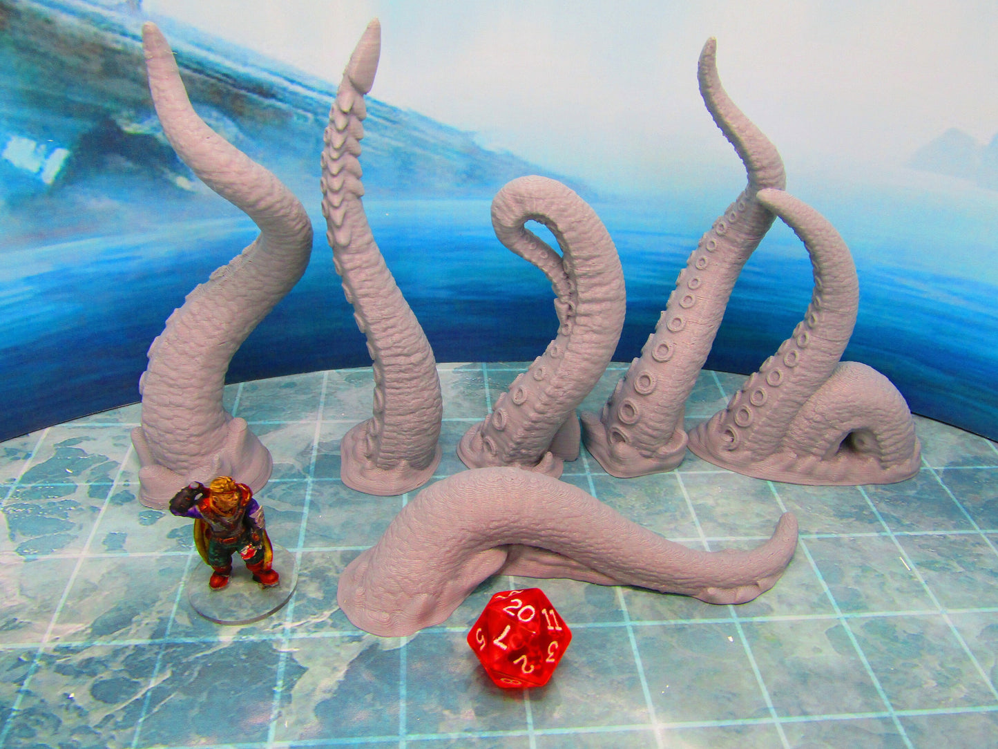 Attacking Tentacles Sea Creature Monster Mini Miniature Figure D Printed Model 28/32mm Scale Fantasy RPG Tabletop Gaming Dungeons & Dragons