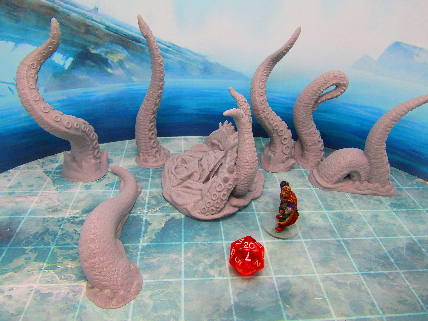 Breaching Attacking Kraken Sea Monster Mini Miniature Figure D Printed Model 28/32mm Scale Fantasy RPG Tabletop Gaming Dungeons & Dragons