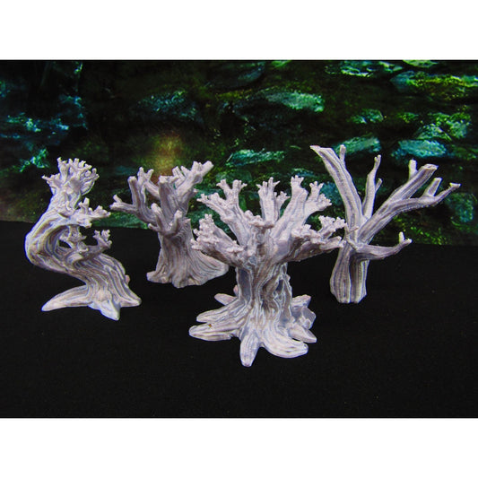 4pc Weird Gnarled Haunted Trees Graveyard / Cemetery Scatter Terrain Scenery Tabletop Gaming Mini Miniature 3D Printed D&D Wargaming etc.