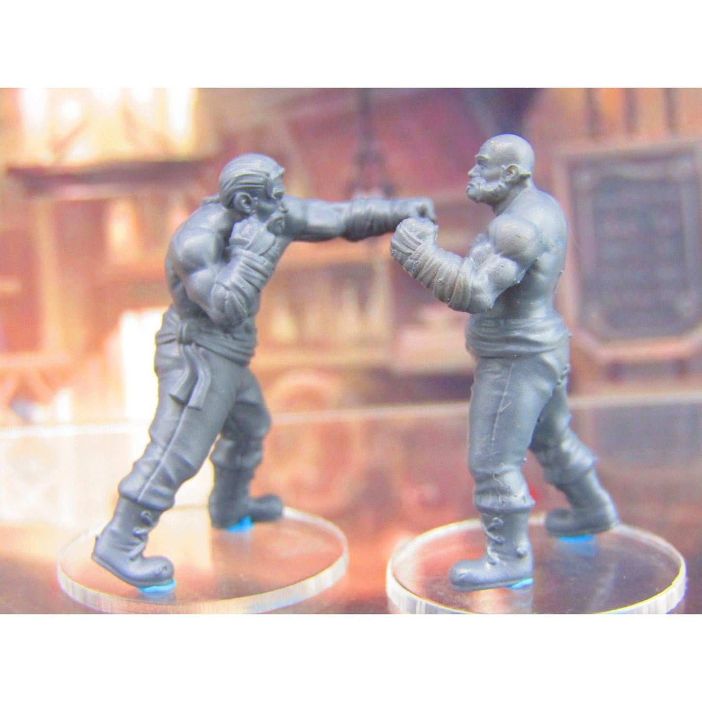 Human Boxer Bar Room Brawlers Pair Mini Miniature Figure 3D Printed Model 28/32mm Scale RPG Fantasy Games Dungeons & Dragons Gaming