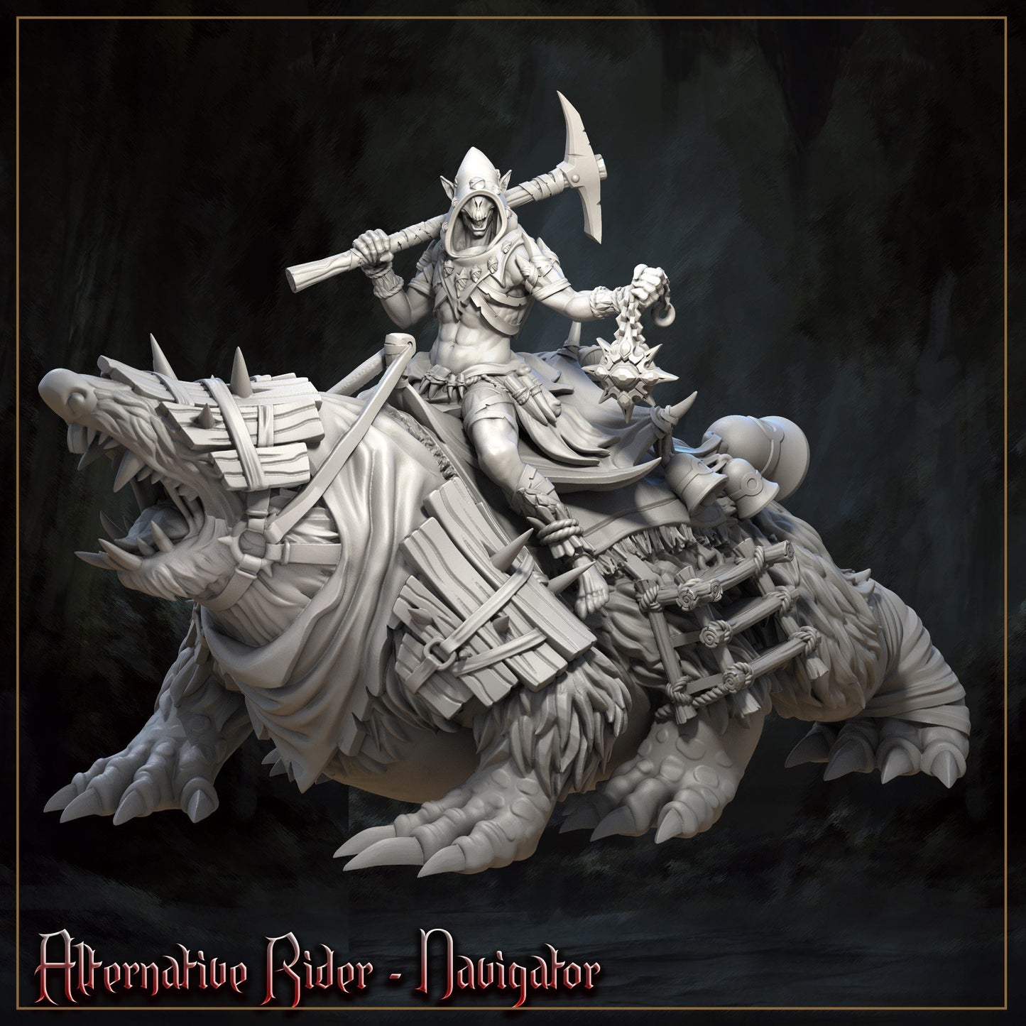 Mole Rider Pair W/ Mole Mini Miniature Model Character Figure 28mm/32mm Scale RPG Tabletop Gaming Wargaming D&D Fantasy
