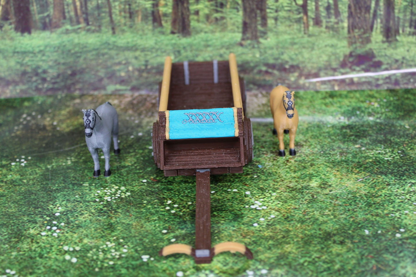 Horse and Wagon Cart Set in Color Scatter Terrain Scenery Mini Miniature Model 28mm/32mm Scale RPG Tabletop Gaming Wargaming D&D Fantasy