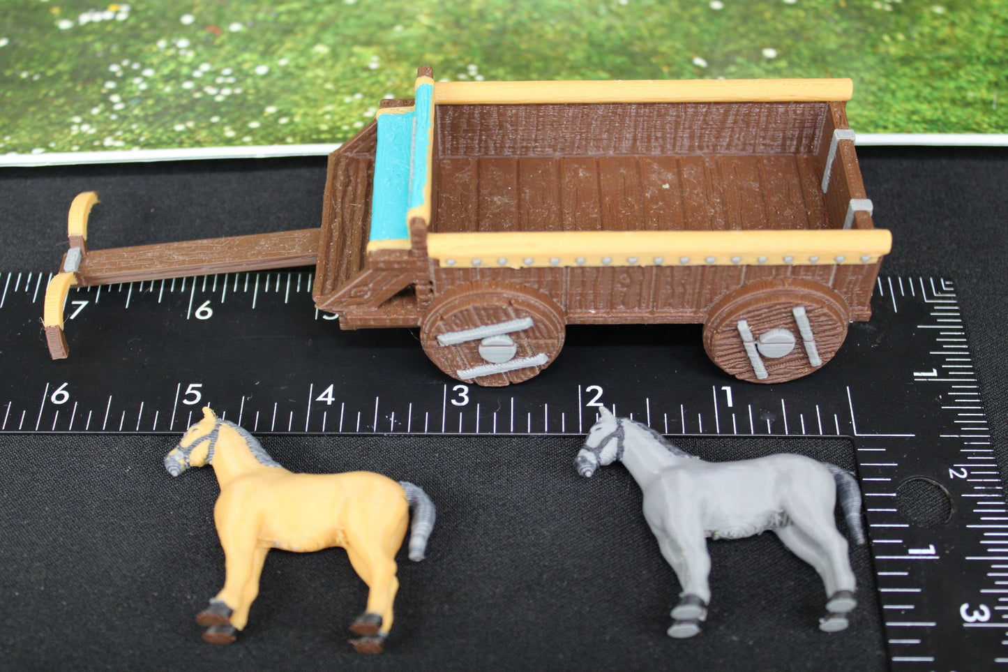 Horse and Wagon Cart Set in Color Scatter Terrain Scenery Mini Miniature Model 28mm/32mm Scale RPG Tabletop Gaming Wargaming D&D Fantasy