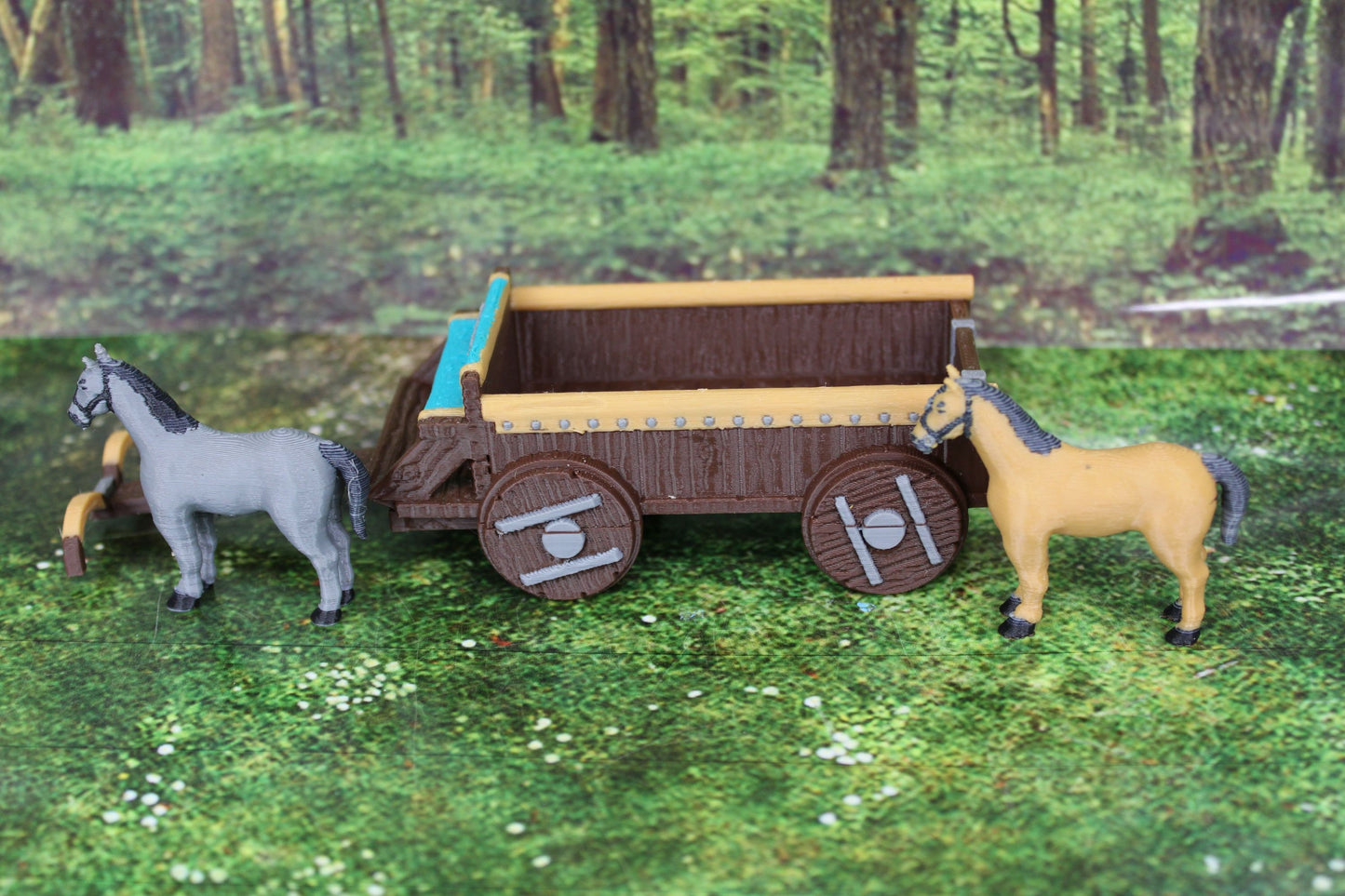 Horse and Wagon Cart Set in Color Scatter Terrain Scenery Mini Miniature Model 28mm/32mm Scale RPG Tabletop Gaming Wargaming D&D Fantasy