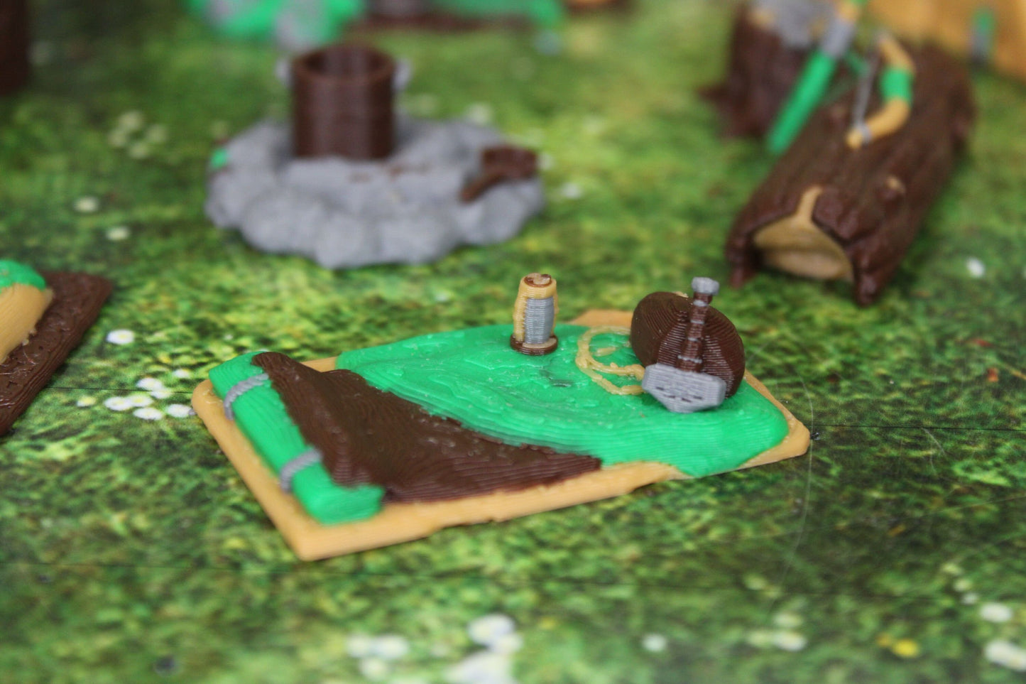 13pc Deluxe Tent Camp Set w/ Horses Wagons Campfire etc. in Color Scatter Terrain Scenery Mini Miniature Tabletop Gaming Wargaming D&D