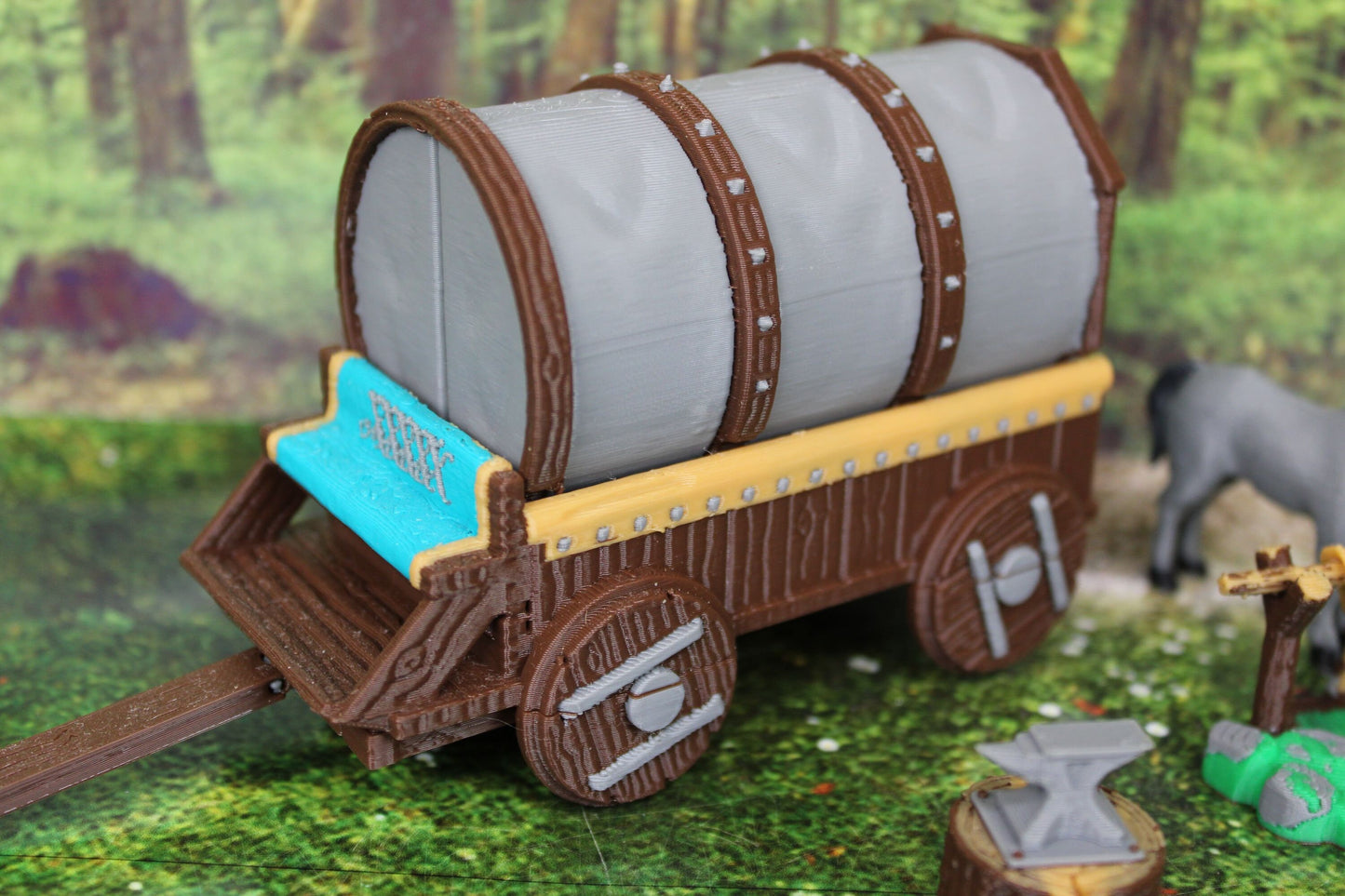 13pc Deluxe Tent Camp Set w/ Horses Wagons Campfire etc. in Color Scatter Terrain Scenery Mini Miniature Tabletop Gaming Wargaming D&D