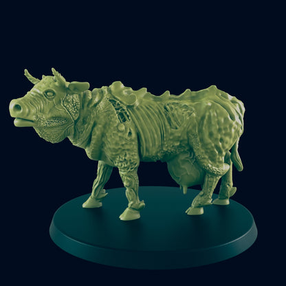 Muant Cow Brahmin Bull | Diseased Livestock | Post Apocalypse Bad Guy Miniature Figure | Wasteland Warfare Cyber Punk Dystopian Future | 32mm Scale Model