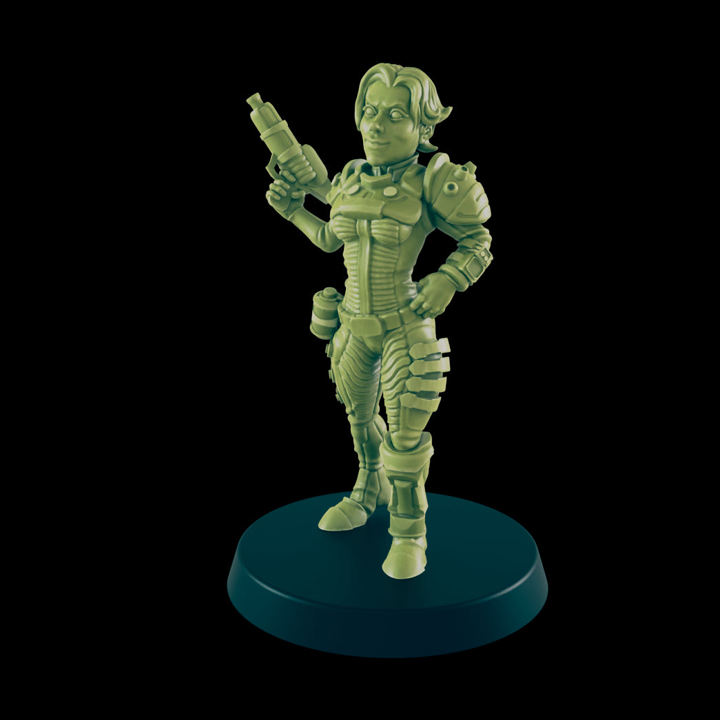 Female Vault Dweller Girl | Wasteland Explorer | Post Apocalypse Bad Guy Miniature Figure | Wasteland Warfare Cyber Punk Dystopian Future | 32mm Scale Model