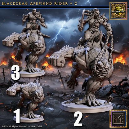 Blackcrag Orc, Mounted Apefiend Rider Version C | Enemy Character | Resin Mini Miniature Figure Scale Model | Dungeons & Dragons Pathfinder etc.