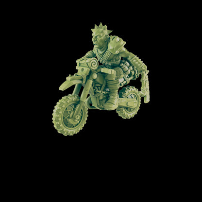 Wasteland Dirt Biker Punk | Post Apocalypse Bad Guy Miniature Figure | Wasteland Warfare Cyber Punk Dystopian Future | 32mm Scale Model