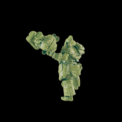 Wasteland Barbarian | Dwarf Hammer Beserker | Post Apocalypse Bad Guy Miniature Figure | Wasteland Warfare Cyber Punk Dystopian Future | 32mm Scale Model