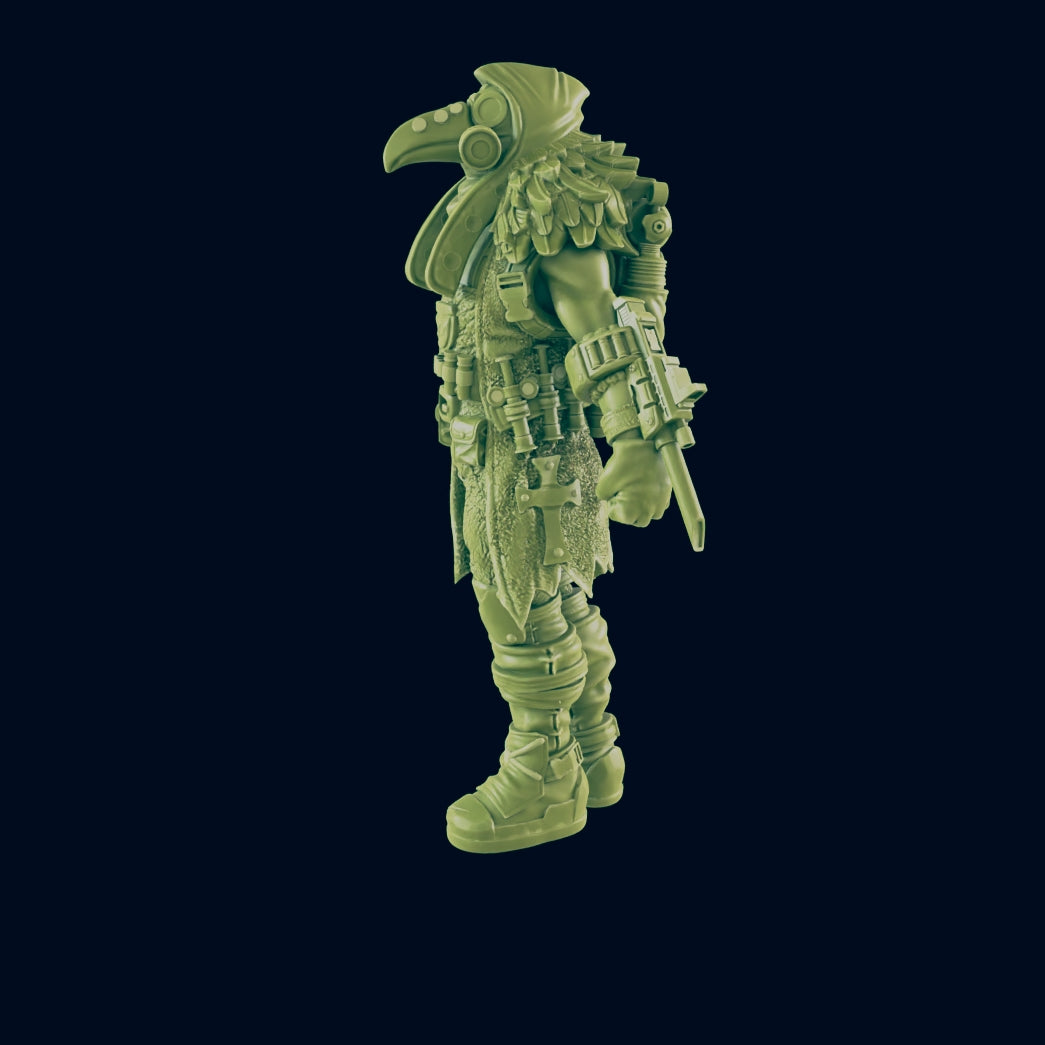 Wasteland Quack Plague Doctor | Crow Dazzle | Post Apocalypse Bad Guy Miniature Figure | Wasteland Warfare Cyber Punk Dystopian Future | 32mm Scale Model