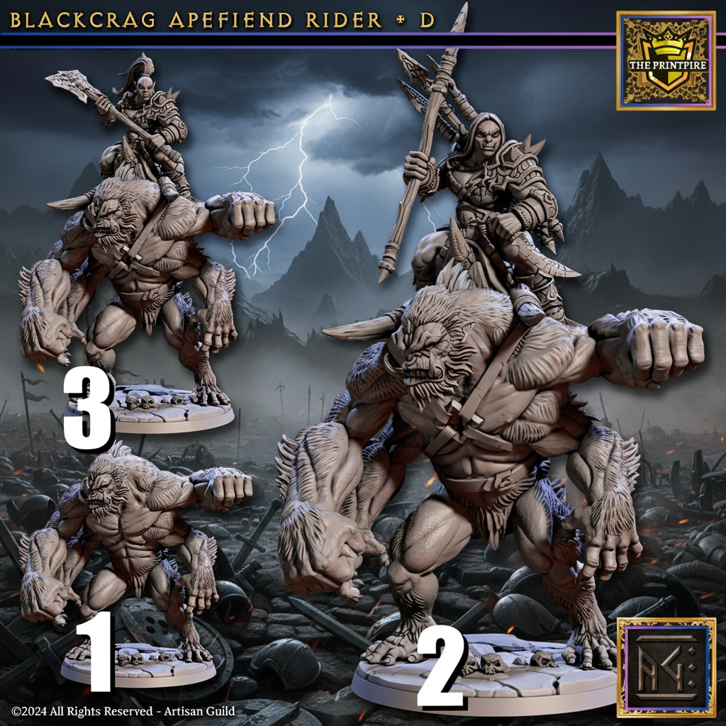 Blackcrag Orc, Mounted Apefiend Rider,  D Version, Alpha Leader, Apex Predator | Fantasy Boo enemy | Resin Mini Miniature Figure Scale Model | Dungeons & Dragons Pathfinder