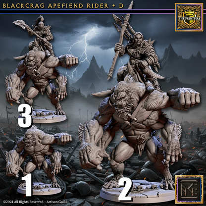 Blackcrag Orc, Mounted Apefiend Rider,  D Version, Alpha Leader, Apex Predator | Fantasy Boo enemy | Resin Mini Miniature Figure Scale Model | Dungeons & Dragons Pathfinder