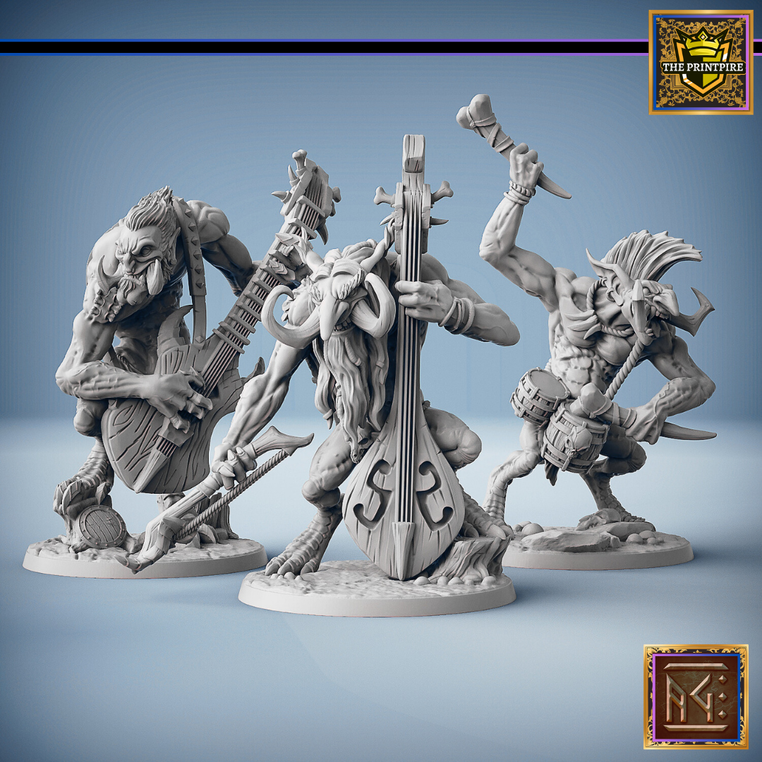 3pc Set Rock n Roll Trolls | Fantasy Monster Creatures | Resin Minis Miniature Figures Scale Models | Dungeons & Dragons Pathfinder etc.