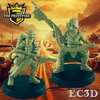 
              Wasteland Trooper Pair | Scavver Warriors | Post Apocalypse Bad Guy Miniature Figure | Wasteland Warfare Cyber Punk Dystopian Future | 32mm Scale Model
            