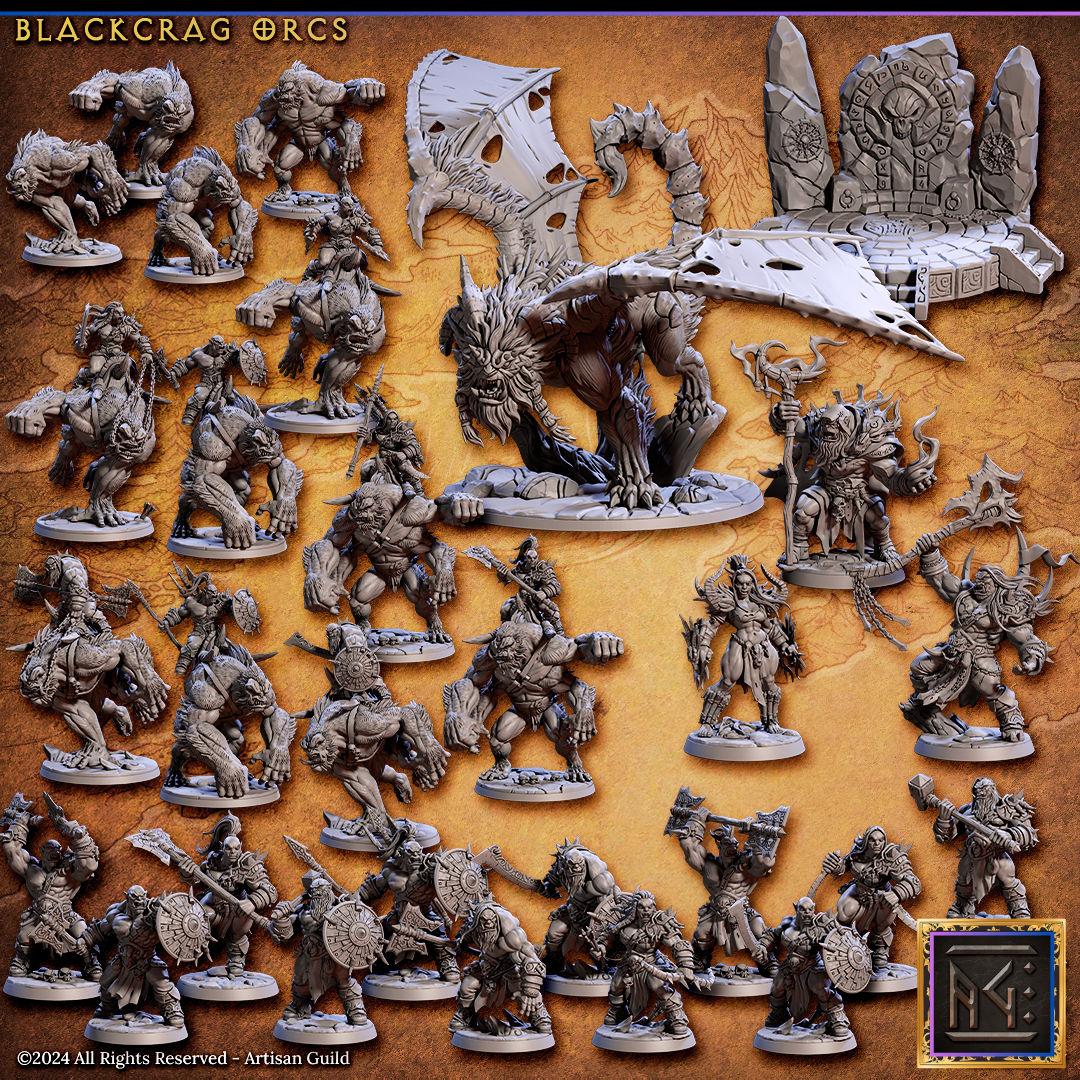 Blackcrag Orc, Mounted Apefiend Rider Version B | Enemy Character | Resin Mini Miniature Figure Scale Model | Dungeons & Dragons Pathfinder etc.