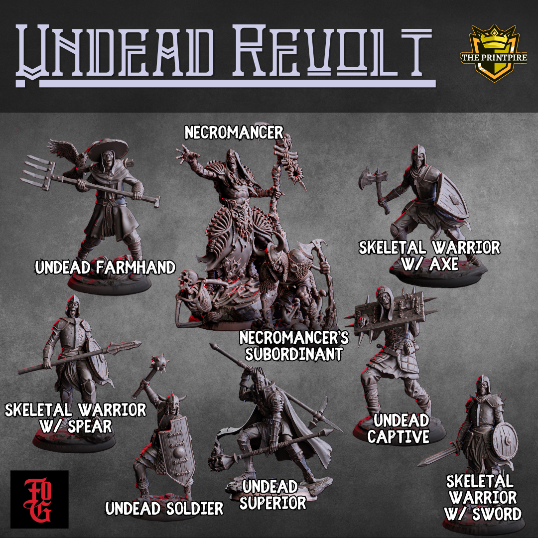Undead Revolt Encounter - Skeletons, Zombies, Necromancer - D&D Miniature Lot