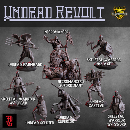 Undead Revolt Encounter - Skeletons, Zombies, Necromancer - D&D Miniature Lot