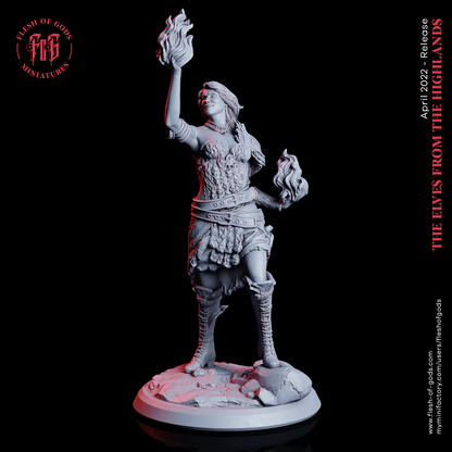 Highland Elf Villain Pyromancer Mini Miniature Figure Model RPG Fantasy Games Dungeons & Dragons Tabletop Gaming