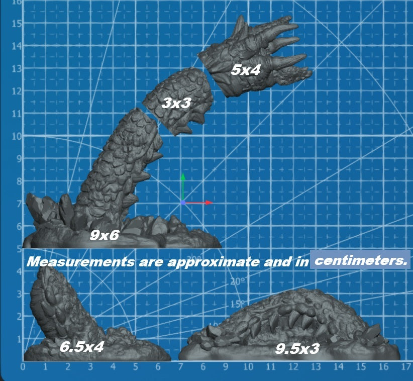 3 Piece Giant Desert Sandworm Mini Miniature Figure 28-32mm Tabletop Gaming