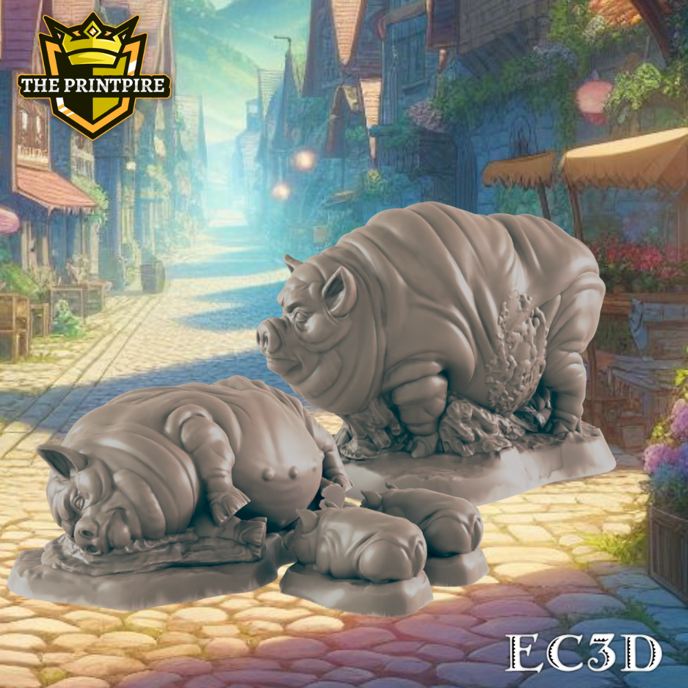 Pig Minis | Hog Farm Animals | Dungeons and Dragons NPC Figure | Pathfinder DnD Wargaming RPG Character | 32mm Scale Model