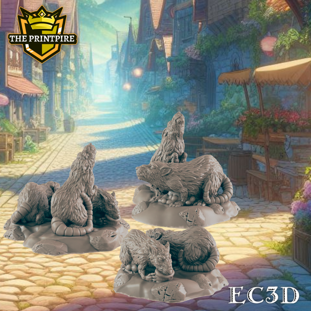 Rat Minis | Street Rodents Set | Dungeons and Dragons NPC Figure | Pathfinder DnD Wargaming RPG Character | 32mm Scale Model