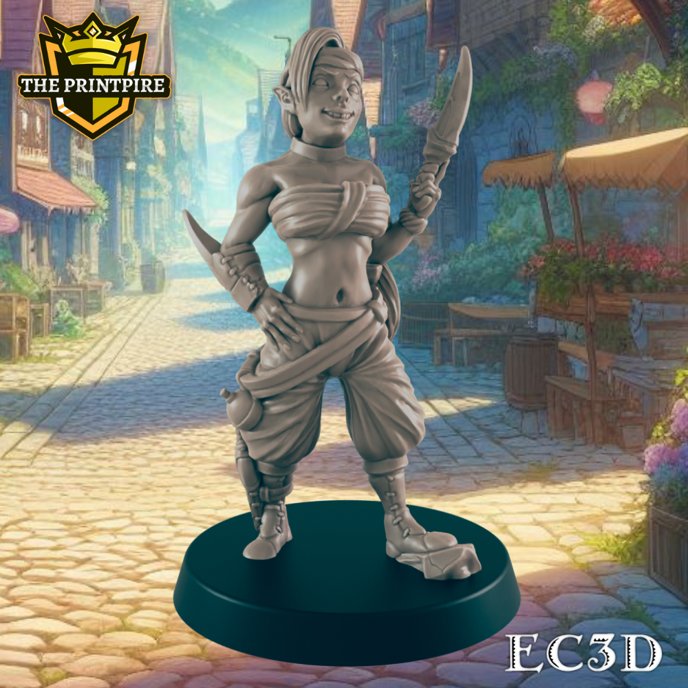 Elf Mini | Female Elven Assassin Rogue Bandit | Dungeons and Dragons NPC Figure | Pathfinder DnD Wargaming RPG Character | 32mm Scale Model