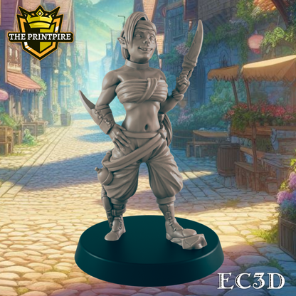 Elf Mini | Female Elven Assassin Rogue Bandit | Dungeons and Dragons NPC Figure | Pathfinder DnD Wargaming RPG Character | 32mm Scale Model