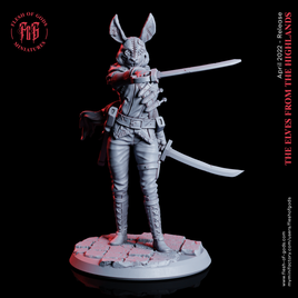 Killer Samurai Ninja Bunny Rabbit Assassin Rogue Mini Miniature Figure Model RPG Fantasy Games Dungeons & Dragons Tabletop Gaming