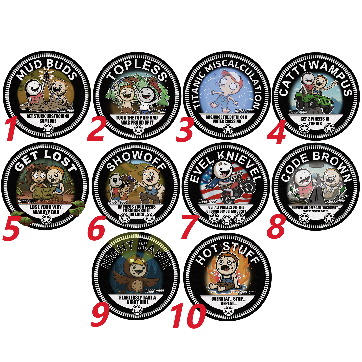 Off Road Adventure Badges / Emblems - Your Choice - Full Color UV Resistant Acrylic - 2.5" for Jeep, Truck, ATV, SxS, Motorcycles and More