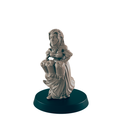 Human Mini | Barmaid Waitress | Female Townsfolk NPC Figure | DnD Wargaming Mini | RPG Character | 32mm Scale Model | for Dungeons and Dragons, Pathfinder, etc.