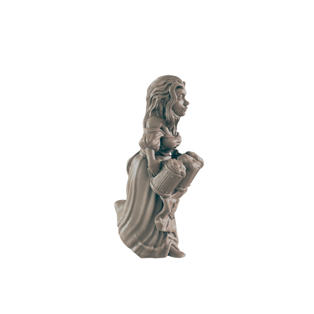 Human Mini | Barmaid Waitress | Female Townsfolk NPC Figure | DnD Wargaming Mini | RPG Character | 32mm Scale Model | for Dungeons and Dragons, Pathfinder, etc.