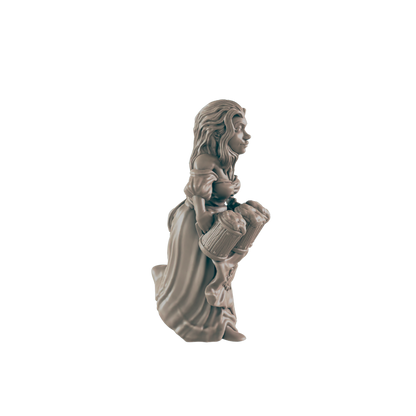 Human Mini | Barmaid Waitress | Female Townsfolk NPC Figure | DnD Wargaming Mini | RPG Character | 32mm Scale Model | for Dungeons and Dragons, Pathfinder, etc.