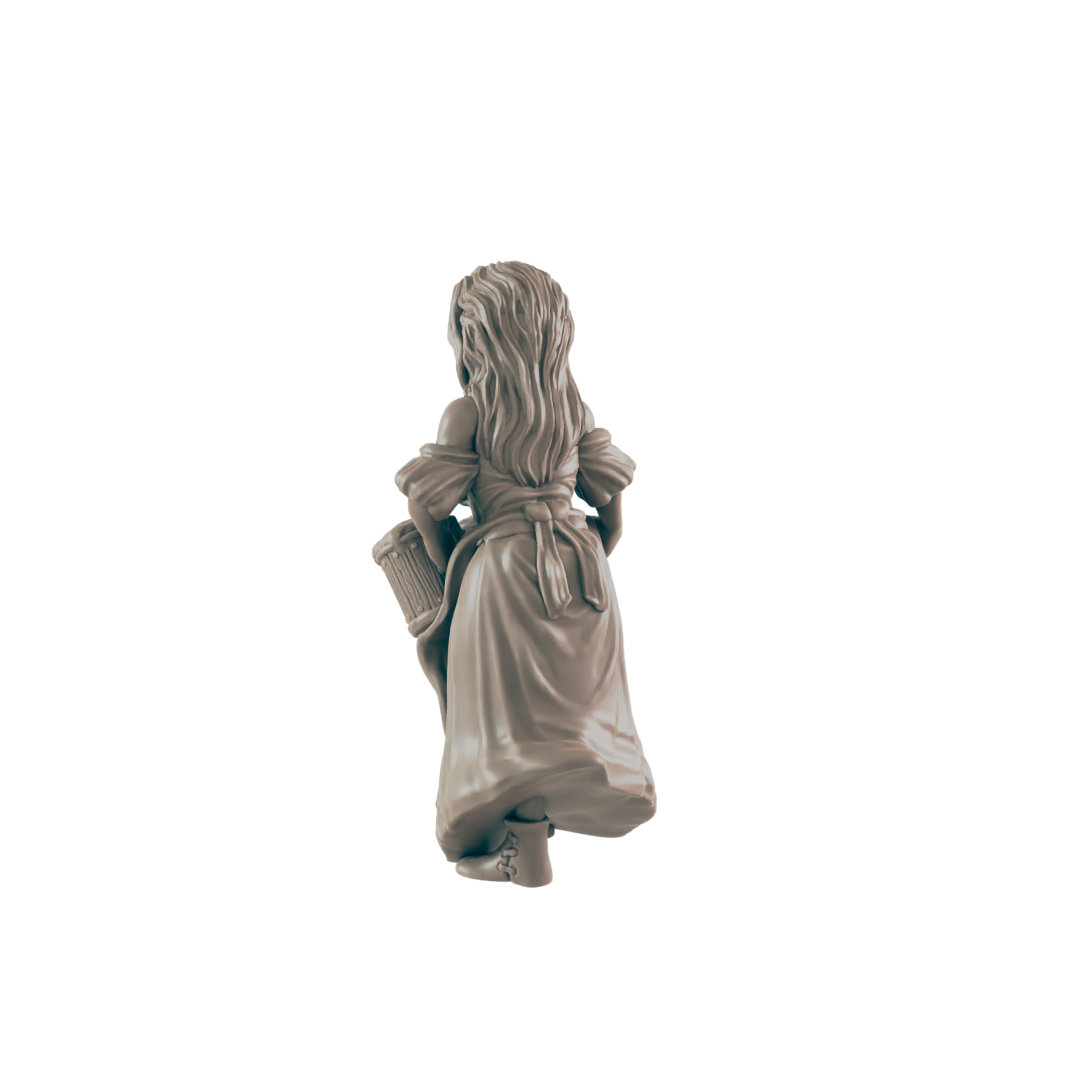 Human Mini | Barmaid Waitress | Female Townsfolk NPC Figure | DnD Wargaming Mini | RPG Character | 32mm Scale Model | for Dungeons and Dragons, Pathfinder, etc.
